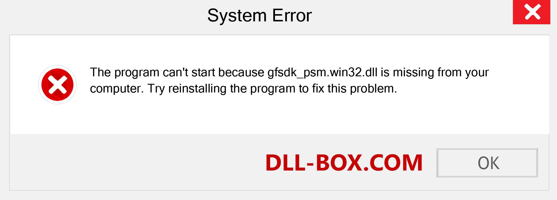  gfsdk_psm.win32.dll file is missing?. Download for Windows 7, 8, 10 - Fix  gfsdk_psm.win32 dll Missing Error on Windows, photos, images